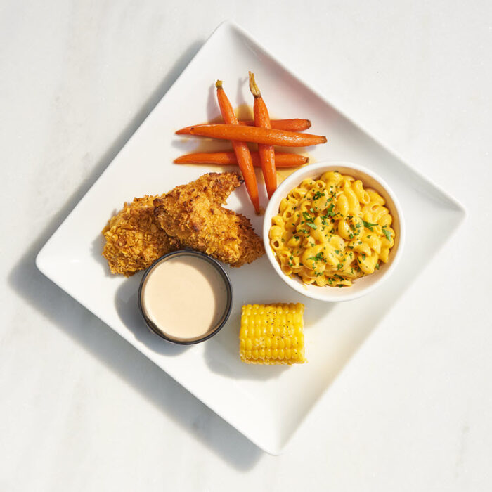 Oven Fried Chicken with Mac & Cheese