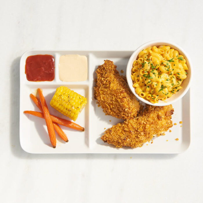 Oven Fried Chicken with Mac & Cheese