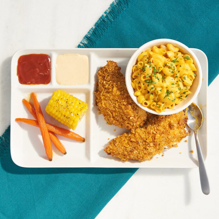 Oven Fried Chicken with Mac & Cheese