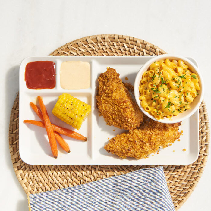 Oven Fried Chicken with Mac & Cheese