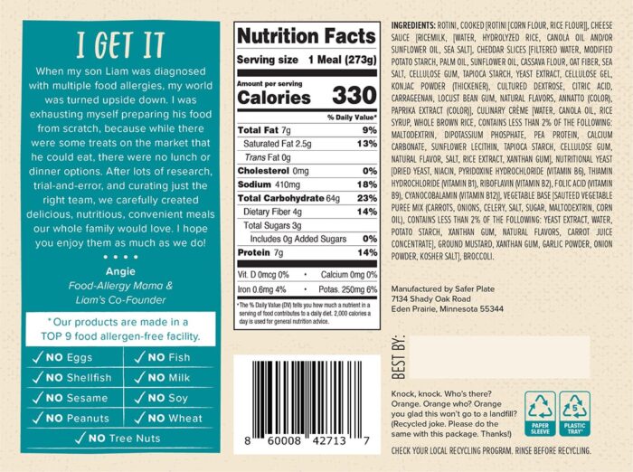 cheezy rotini back label